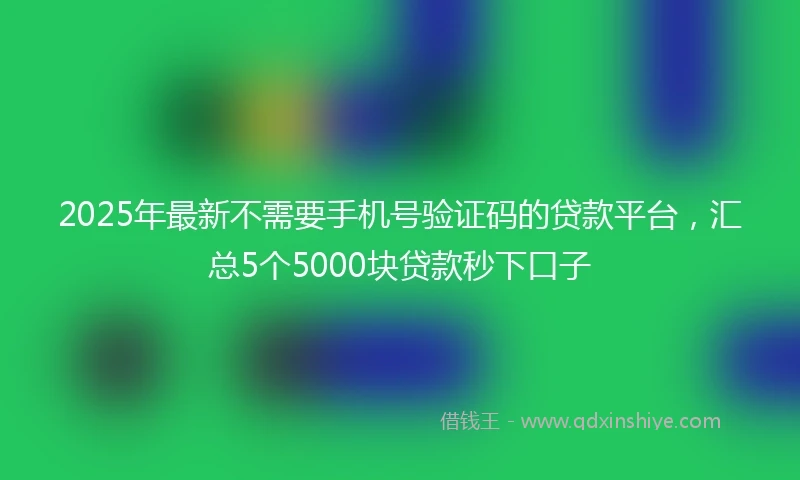 2025年最新不需要手机号验证码的贷款平台，汇总5个5000块贷款秒下口子
