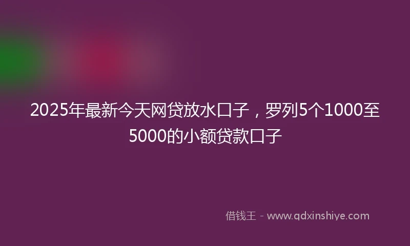 2025年最新今天网贷放水口子，罗列5个1000至5000的小额贷款口子