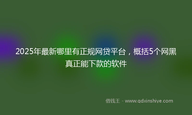 2025年最新哪里有正规网贷平台，概括5个网黑真正能下款的软件