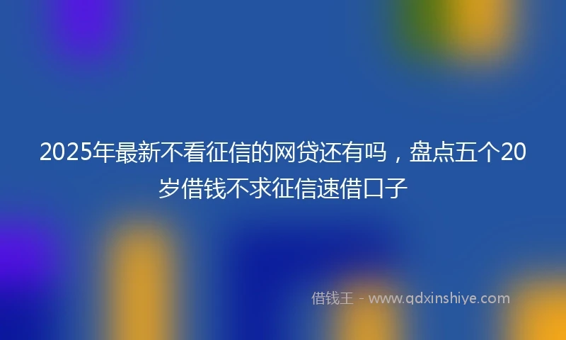 2025年最新不看征信的网贷还有吗，盘点五个20岁借钱不求征信速借口子