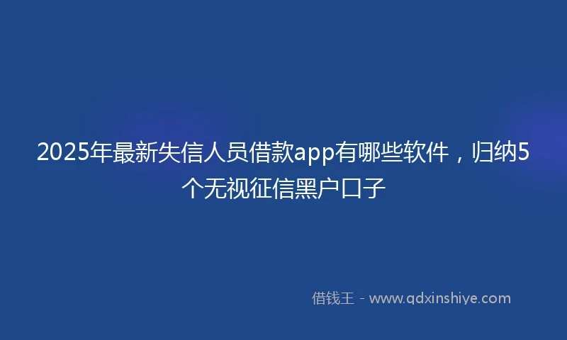2025年最新失信人员借款app有哪些软件，归纳5个无视征信黑户口子