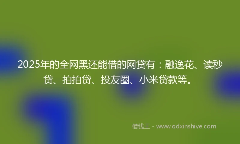 2025年的全网黑还能借的网贷有：融逸花、读秒贷、拍拍贷、投友圈、小米贷款等。