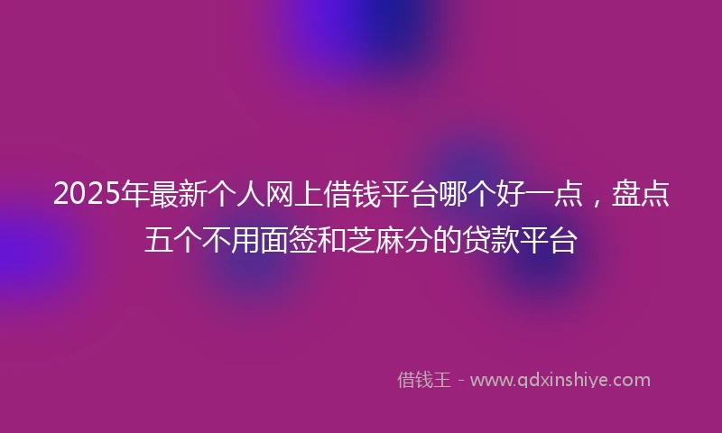 2025年最新个人网上借钱平台哪个好一点，盘点五个不用面签和芝麻分的贷款平台