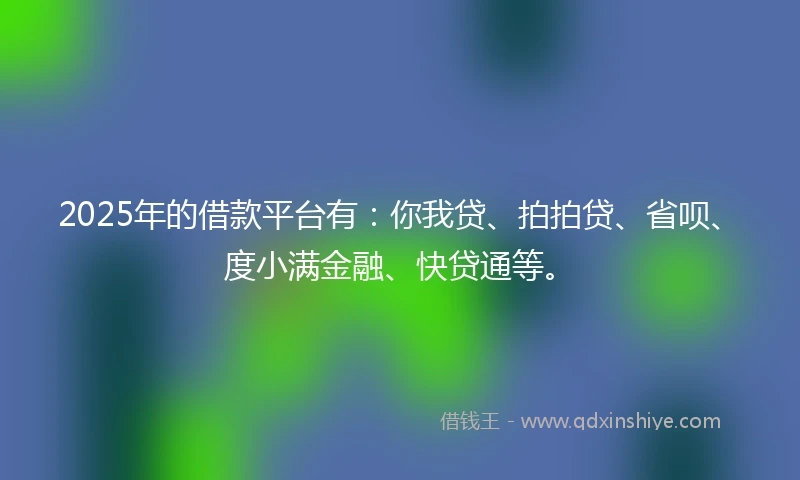 2025年的借款平台有：你我贷、拍拍贷、省呗、度小满金融、快贷通等。