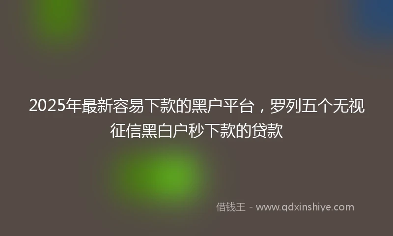 2025年最新容易下款的黑户平台，罗列五个无视征信黑白户秒下款的贷款