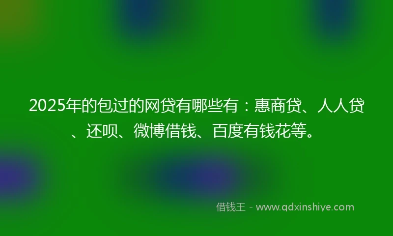 2025年的包过的网贷有哪些有：惠商贷、人人贷、还呗、微博借钱、百度有钱花等。