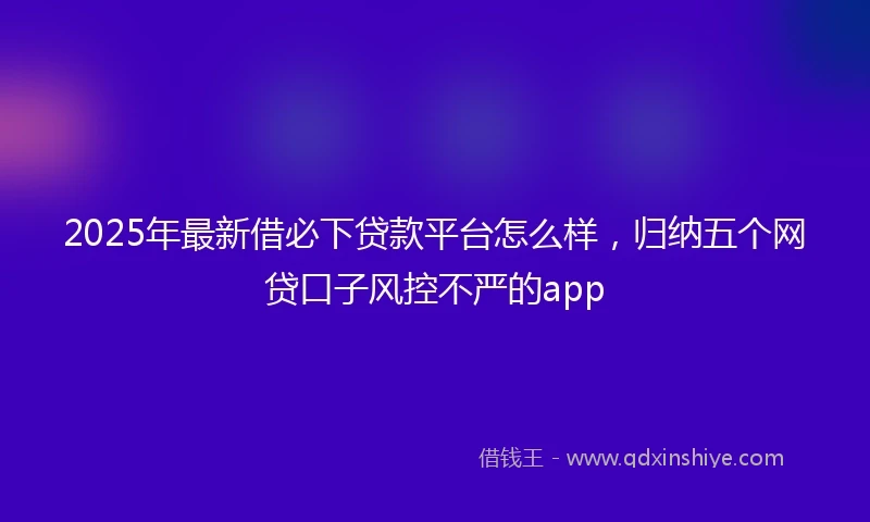 2025年最新借必下贷款平台怎么样，归纳五个网贷口子风控不严的app