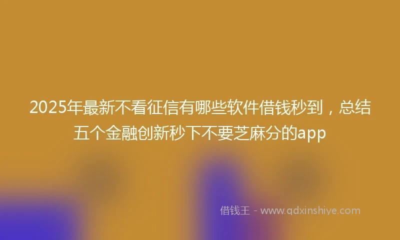 2025年最新不看征信有哪些软件借钱秒到，总结五个金融创新秒下不要芝麻分的app