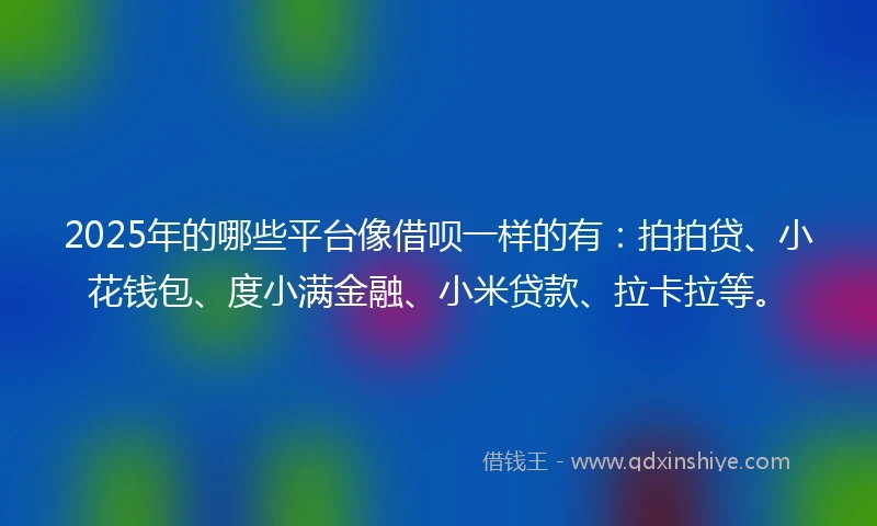 2025年的哪些平台像借呗一样的有：拍拍贷、小花钱包、度小满金融、小米贷款、拉卡拉等。