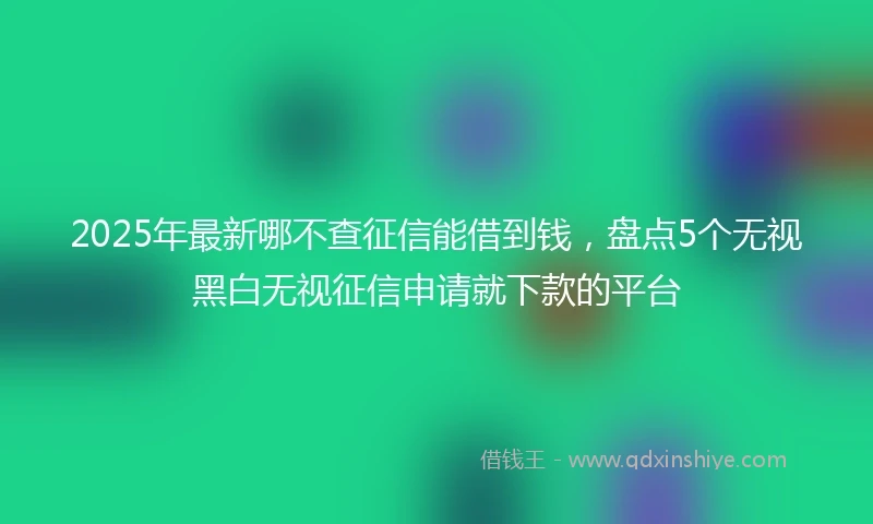2025年最新哪不查征信能借到钱，盘点5个无视黑白无视征信申请就下款的平台