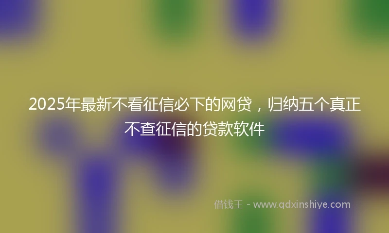 2025年最新不看征信必下的网贷，归纳五个真正不查征信的贷款软件
