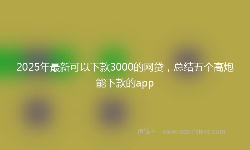 2025年最新可以下款3000的网贷，总结五个高炮能下款的app