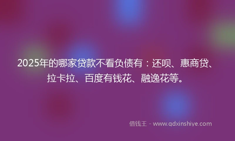 2025年的哪家贷款不看负债有：还呗、惠商贷、拉卡拉、百度有钱花、融逸花等。