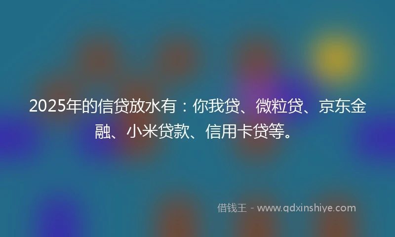 2025年的信贷放水有：你我贷、微粒贷、京东金融、小米贷款、信用卡贷等。