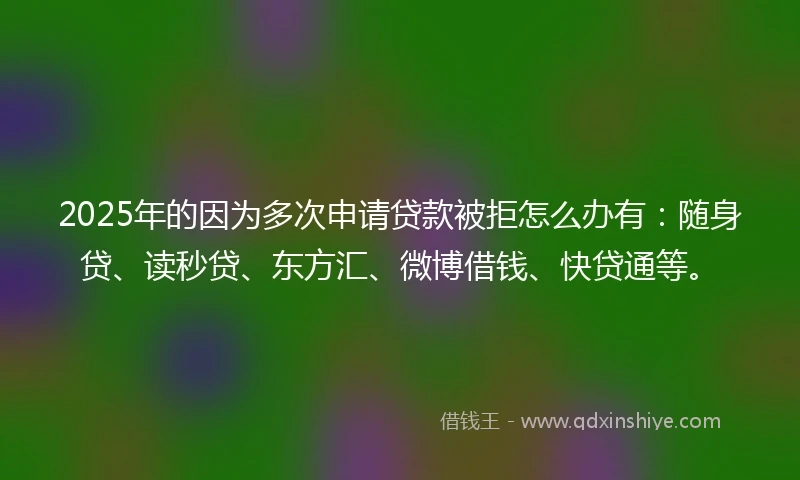 2025年的因为多次申请贷款被拒怎么办有：随身贷、读秒贷、东方汇、微博借钱、快贷通等。