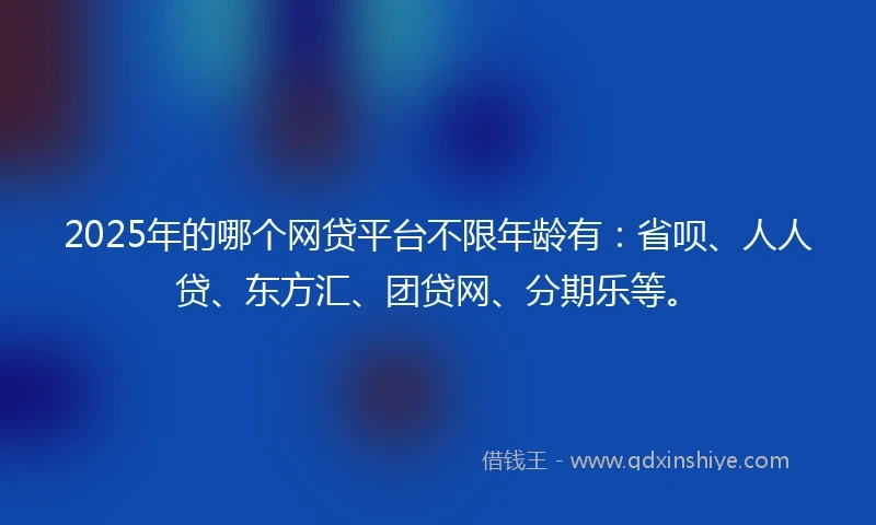 2025年的哪个网贷平台不限年龄有：省呗、人人贷、东方汇、团贷网、分期乐等。