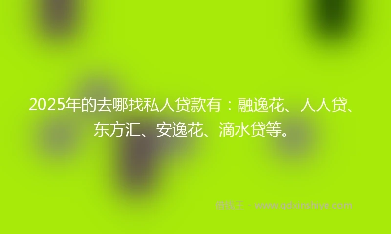 2025年的去哪找私人贷款有：融逸花、人人贷、东方汇、安逸花、滴水贷等。