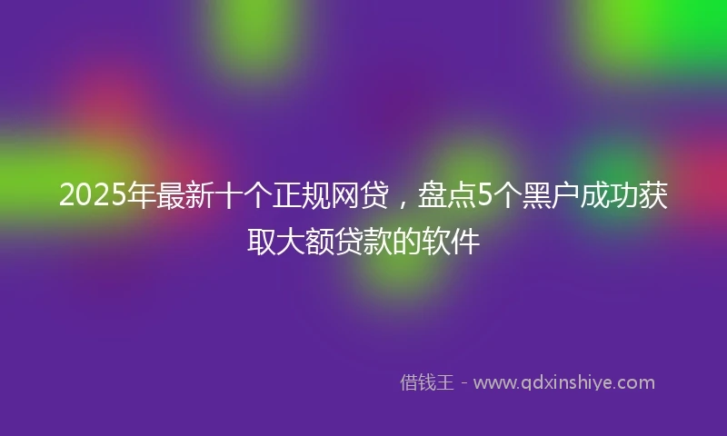 2025年最新十个正规网贷，盘点5个黑户成功获取大额贷款的软件