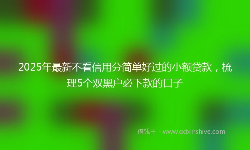 2025年最新不看信用分简单好过的小额贷款，梳理5个双黑户必下款的口子