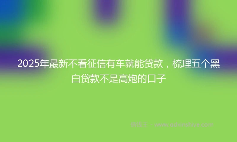 2025年最新不看征信有车就能贷款，梳理五个黑白贷款不是高炮的口子