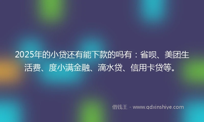 2025年的小贷还有能下款的吗有：省呗、美团生活费、度小满金融、滴水贷、信用卡贷等。