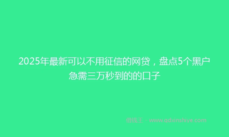 2025年最新可以不用征信的网贷，盘点5个黑户急需三万秒到的的口子