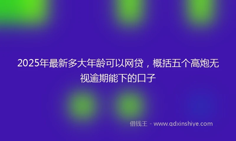 2025年最新多大年龄可以网贷，概括五个高炮无视逾期能下的口子