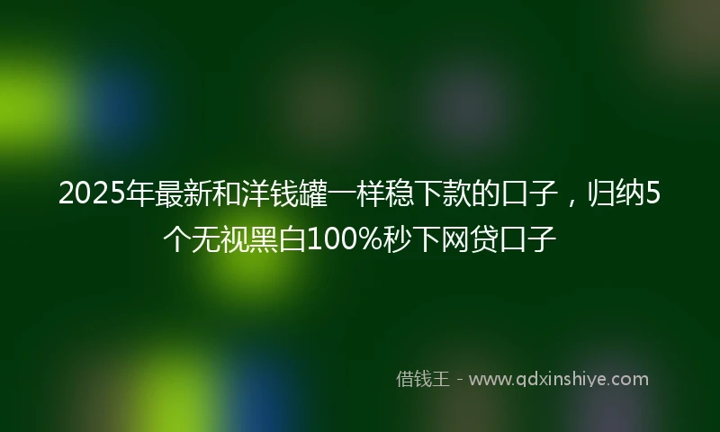 2025年最新和洋钱罐一样稳下款的口子，归纳5个无视黑白100%秒下网贷口子