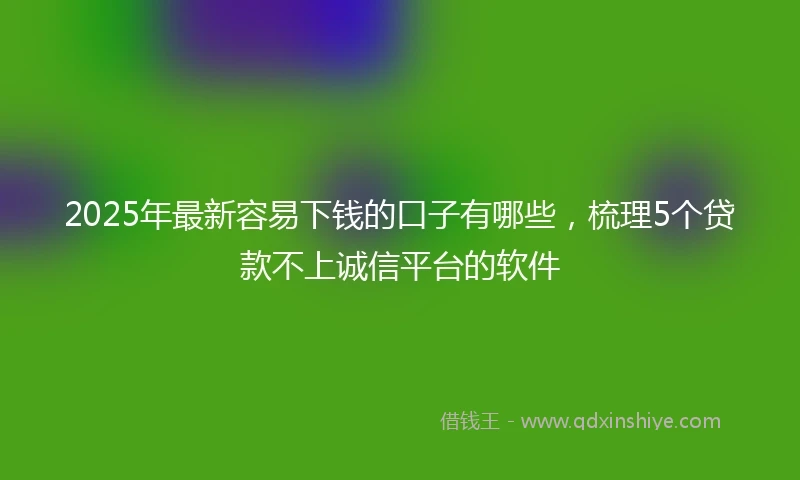 2025年最新容易下钱的口子有哪些，梳理5个贷款不上诚信平台的软件