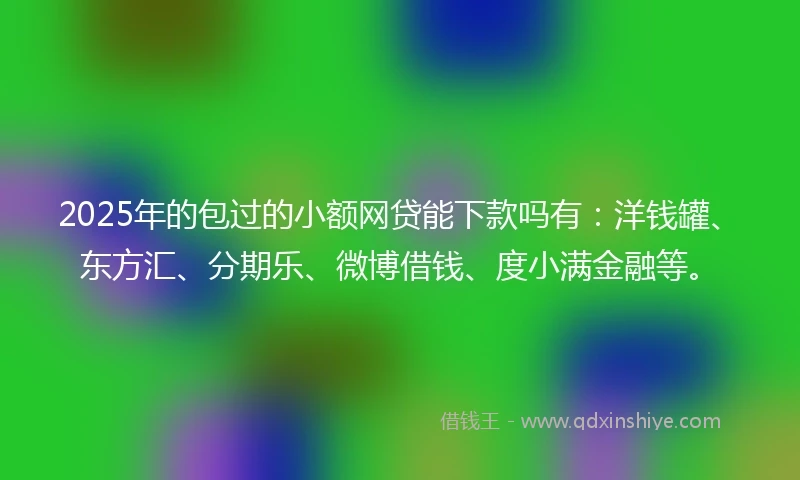 2025年的包过的小额网贷能下款吗有：洋钱罐、东方汇、分期乐、微博借钱、度小满金融等。