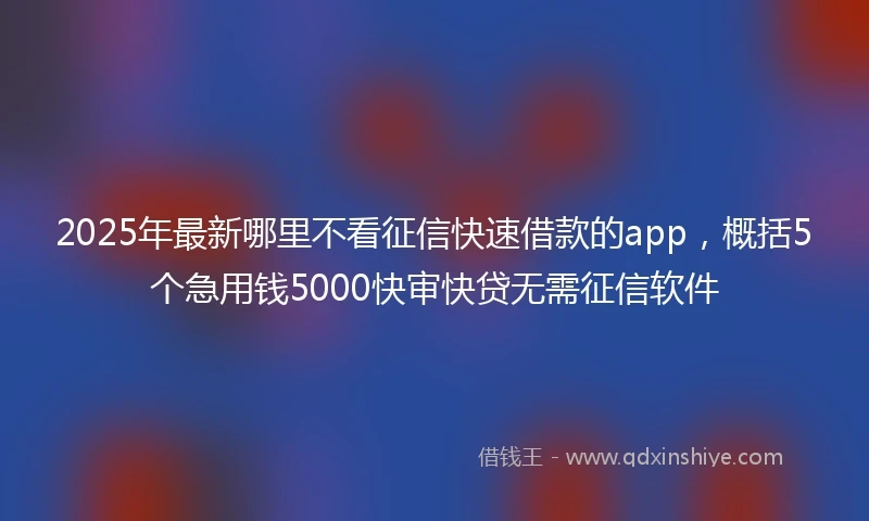2025年最新哪里不看征信快速借款的app，概括5个急用钱5000快审快贷无需征信软件
