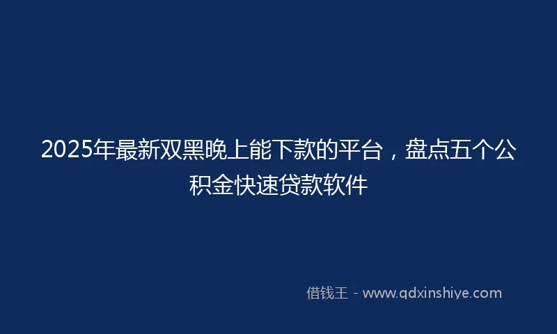 2025年最新双黑晚上能下款的平台，盘点五个公积金快速贷款软件