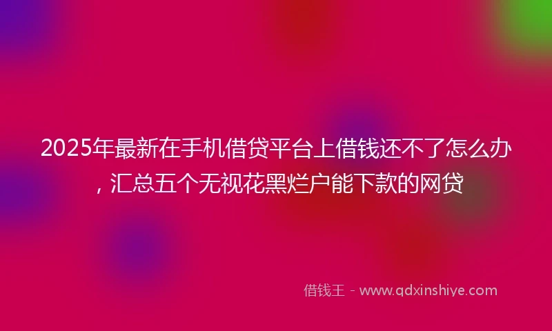 2025年最新在手机借贷平台上借钱还不了怎么办,汇总五个无视花黑烂户能下款的网贷