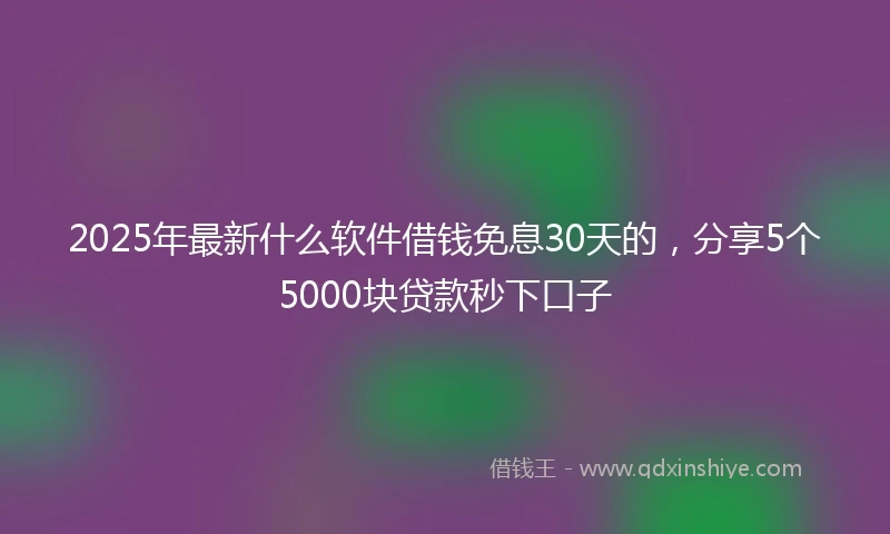 2025年最新什么软件借钱免息30天的，分享5个5000块贷款秒下口子