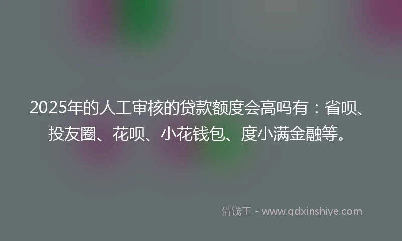2025年的人工审核的贷款额度会高吗有：省呗、投友圈、花呗、小花钱包、度小满金融等。