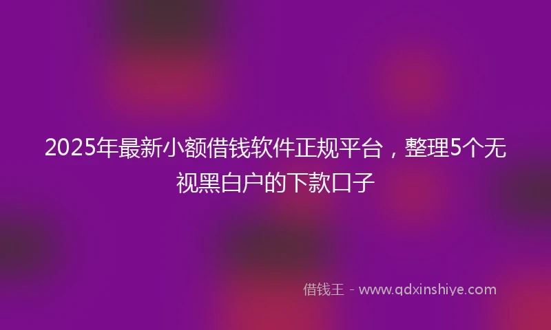 2025年最新小额借钱软件正规平台，整理5个无视黑白户的下款口子