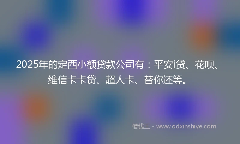 2025年的定西小额贷款公司有：平安i贷、花呗、维信卡卡贷、超人卡、替你还等。