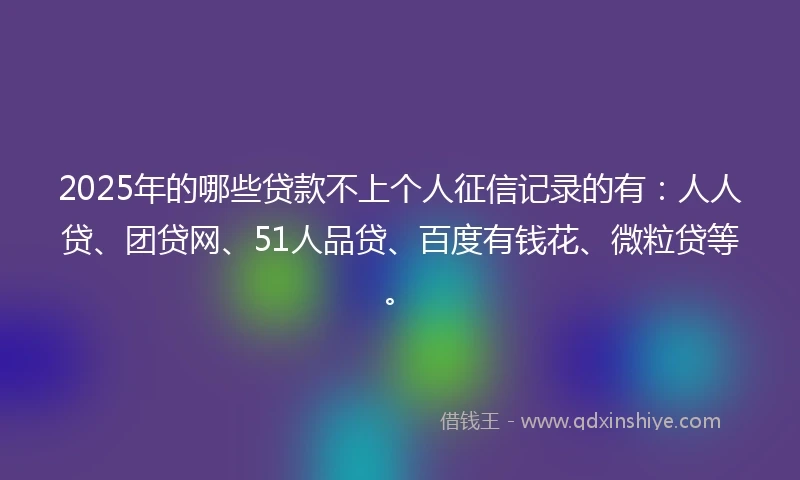 2025年的哪些贷款不上个人征信记录的有：人人贷、团贷网、51人品贷、百度有钱花、微粒贷等。