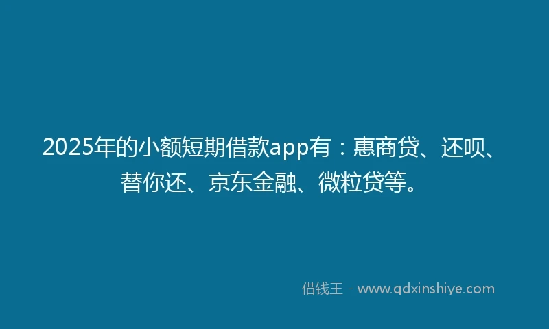 2025年的小额短期借款app有：惠商贷、还呗、替你还、京东金融、微粒贷等。