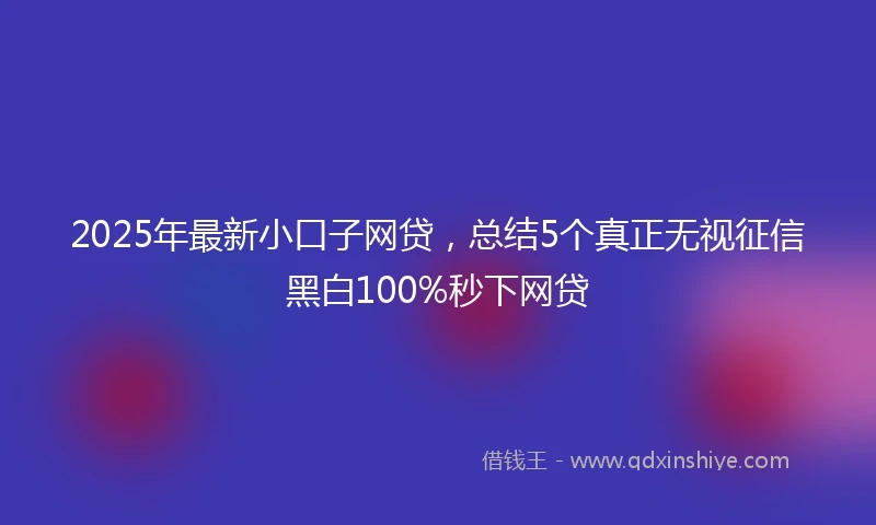 2025年最新小口子网贷，总结5个真正无视征信黑白100%秒下网贷