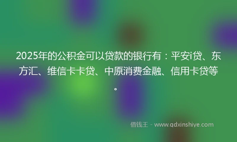 2025年的公积金可以贷款的银行有：平安i贷、东方汇、维信卡卡贷、中原消费金融、信用卡贷等。