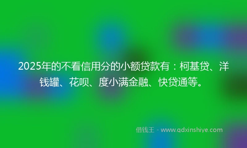 2025年的不看信用分的小额贷款有：柯基贷、洋钱罐、花呗、度小满金融、快贷通等。