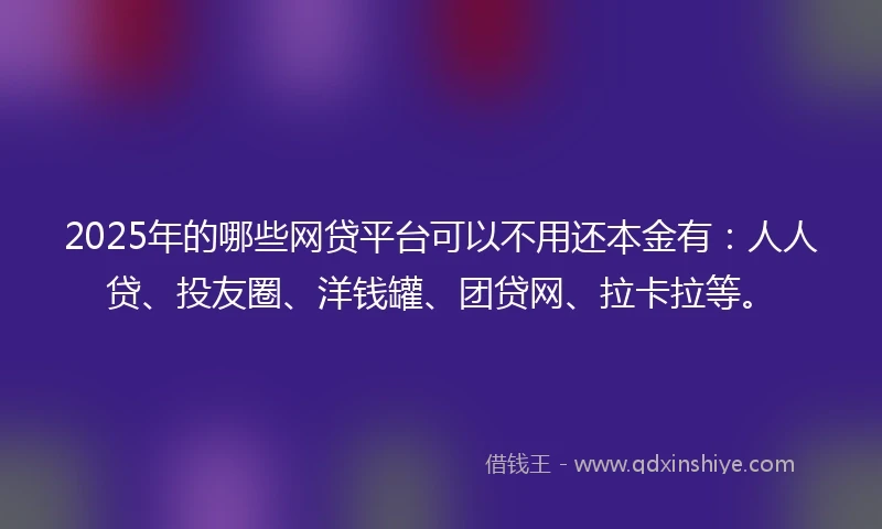 2025年的哪些网贷平台可以不用还本金有：人人贷、投友圈、洋钱罐、团贷网、拉卡拉等。