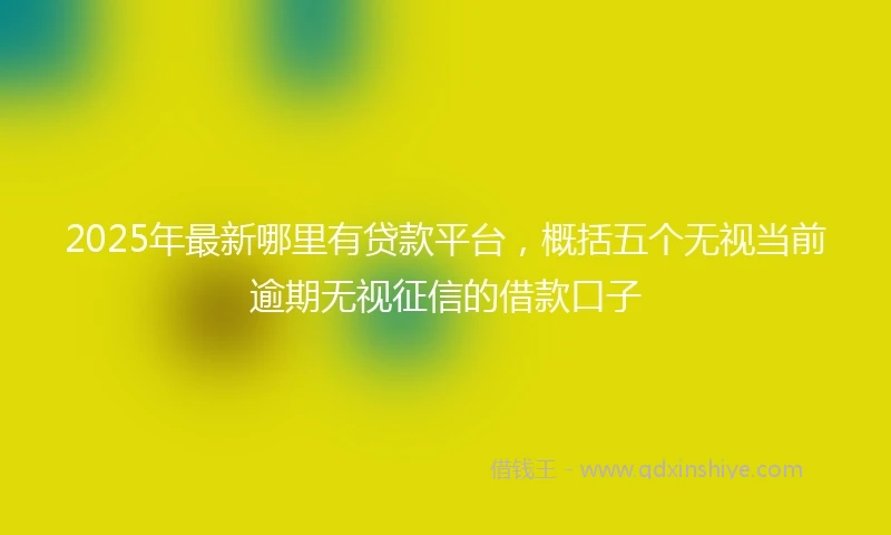 2025年最新哪里有贷款平台，概括五个无视当前逾期无视征信的借款口子