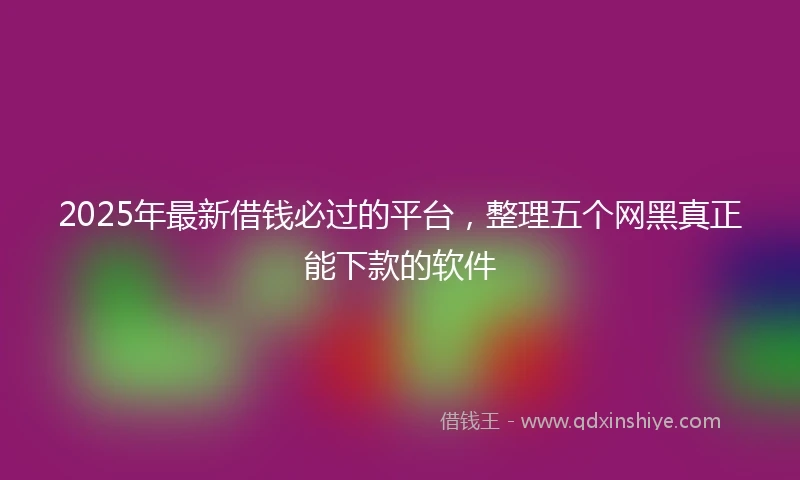 2025年最新借钱必过的平台，整理五个网黑真正能下款的软件