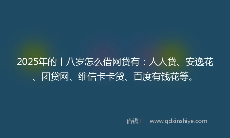 2025年的十八岁怎么借网贷有：人人贷、安逸花、团贷网、维信卡卡贷、百度有钱花等。