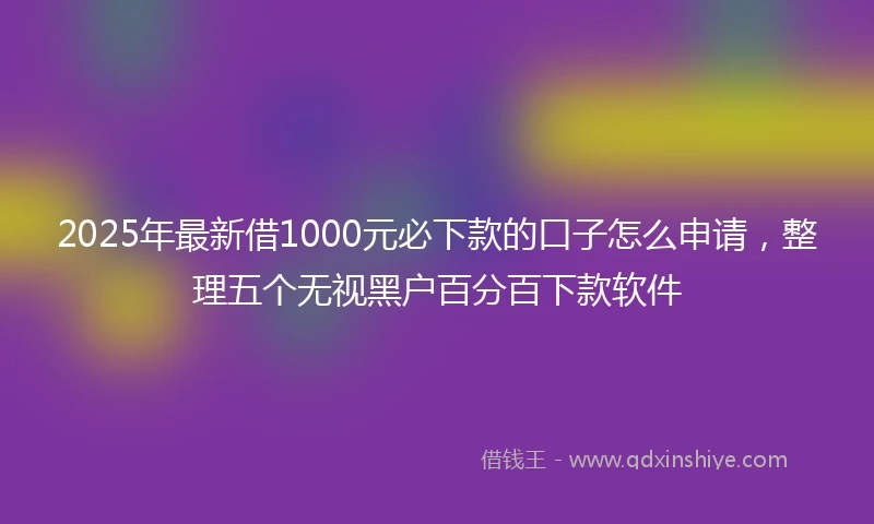 2025年最新借1000元必下款的口子怎么申请，整理五个无视黑户百分百下款软件