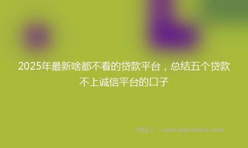 2025年最新啥都不看的贷款平台，总结五个贷款不上诚信平台的口子