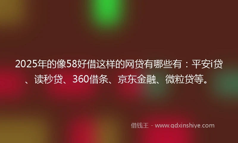 2025年的像58好借这样的网贷有哪些有：平安i贷、读秒贷、360借条、京东金融、微粒贷等。
