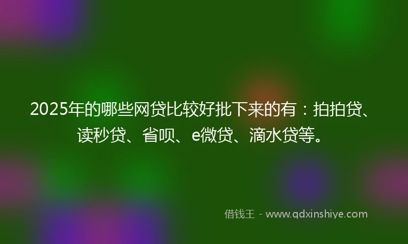 2025年的哪些网贷比较好批下来的有：拍拍贷、读秒贷、省呗、e微贷、滴水贷等。
